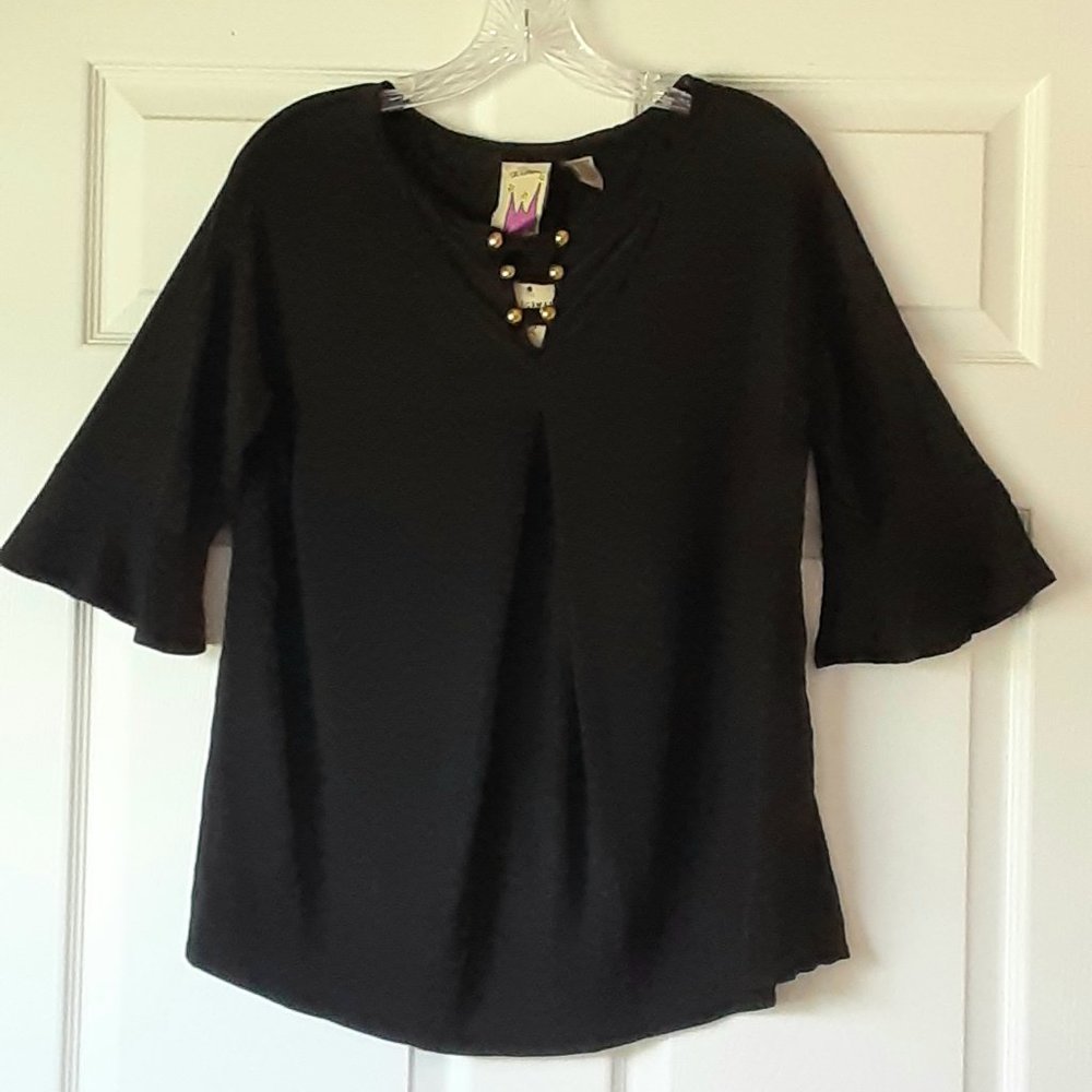 NWT Antthony Originals Black Womens Top Blouse 3/4 Sleeves Size S